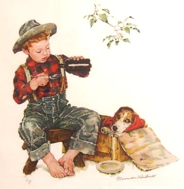 ノーマン・ロックウェルの絵画作品　タイトルは、早く治って　Get well soon